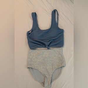 Blue Floral Women's Swim Set